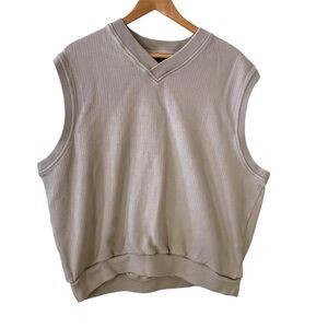 Nike Golf Mens Vest Beige Tan Ribbed Sweater Pullover V Neck Golf Tennis Mens XL